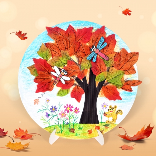 만들기 가을 단풍 나무 입체 원형 액자