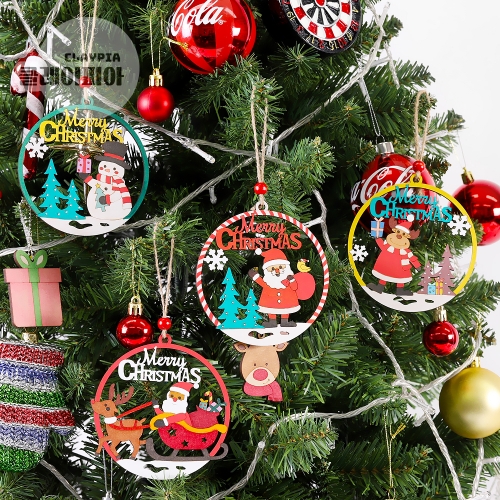 크리스마스 원형 팬시우드 오너먼트