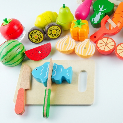 과일 채소 썰기 원목 블럭 세트 소꿉놀이 나무 블록 교구 장난감