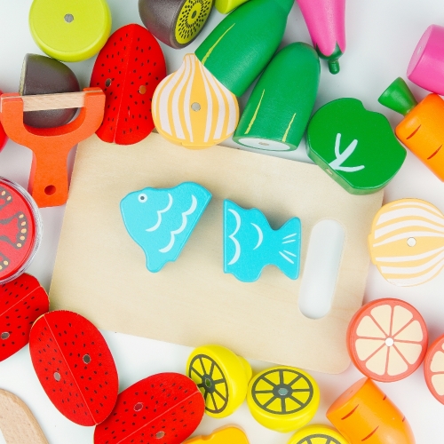 과일 채소 썰기 원목 블럭 세트 소꿉놀이 나무 블록 교구 장난감