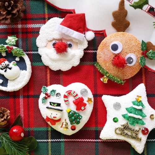 폼폼 트리 광목브로치 5set