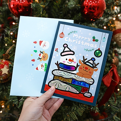 [오늘놀이] 반짝반짝 크리스마스 포일아트 카드 만들기(3종 택1/편지 봉투 포함/KC인증)