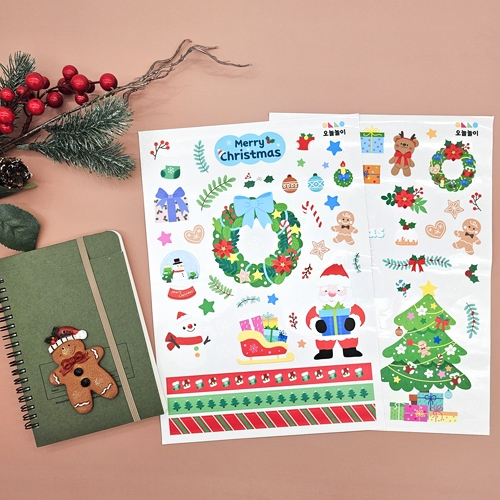 [오늘놀이] 크리스마스 꾸미기 투명 스티커 2종 세트(계절학습/KC인증)