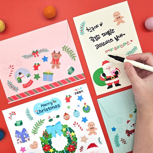 [오늘놀이] 크리스마스 꾸미기 투명 스티커 2종 세트(계절학습/KC인증)
