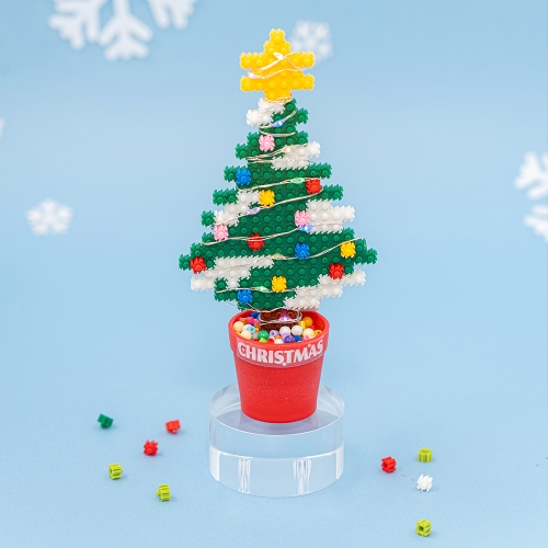 [민화샵] 크리스마스 디폼블럭 LED 화분 트리 무드등
