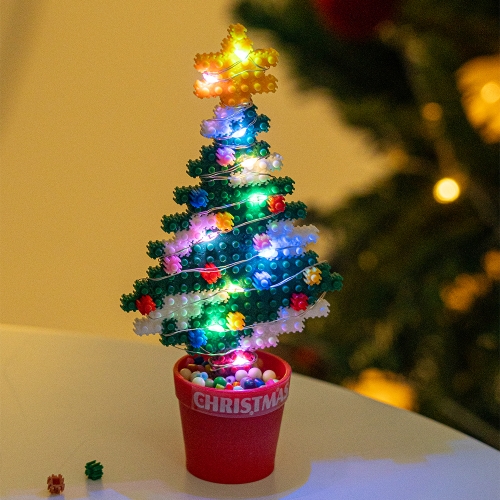 [민화샵] 크리스마스 디폼블럭 LED 화분 트리 무드등