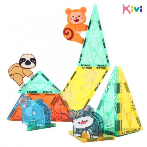 [키즈비전] 키비맥타일즈 애니멀 자석블럭 3종세트