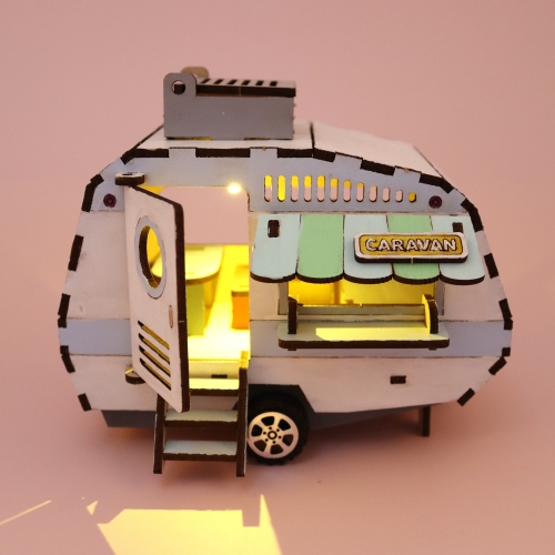 우드 DIY 카라반 세트 캠핑카 만들기키트 자동차 LED조명 무드등