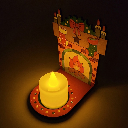 캔들 받침대-크리스마스 벽난로