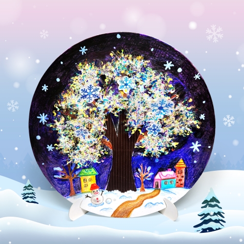 [탑키드] 만들기 겨울 눈꽃 나무 입체 원형 액자