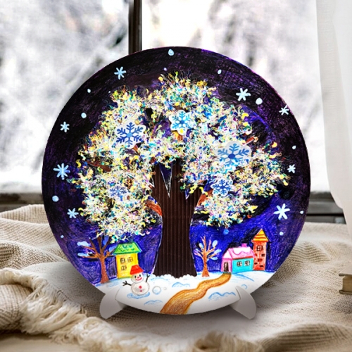 [탑키드] 만들기 겨울 눈꽃 나무 입체 원형 액자