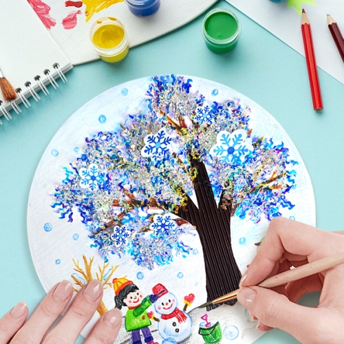 [탑키드] 만들기 겨울 눈꽃 나무 입체 원형 액자