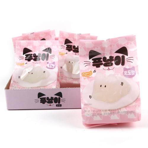 고양이 모양 푸냥이 포도맛 푸딩 젤리 떠먹는 간식