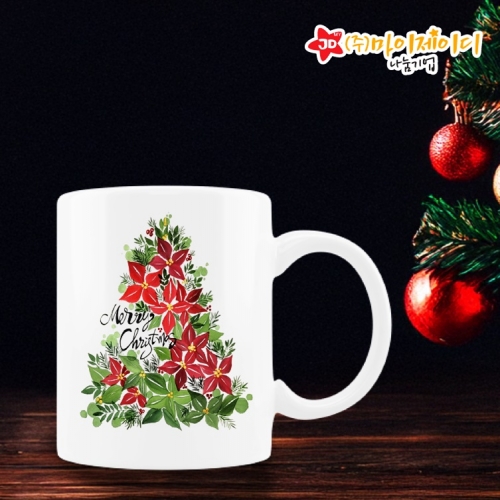 [프리미엄 본차이나] 메리크리스마스 캘리 그래피 레드에디션 디자인 머그 본차이나 머그컵