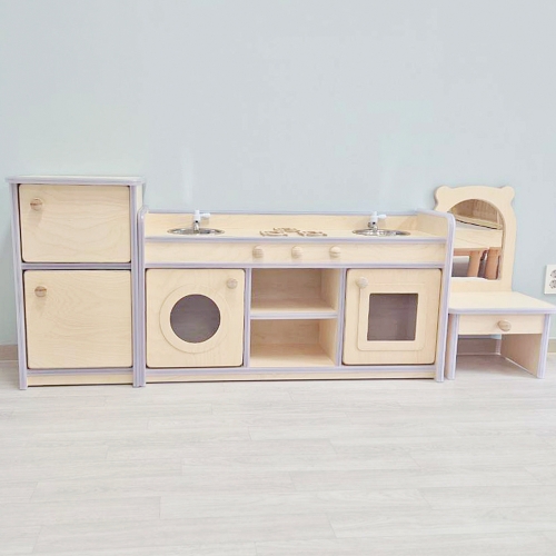 말랑 안전 원목 해피 2구 주방놀이 세트