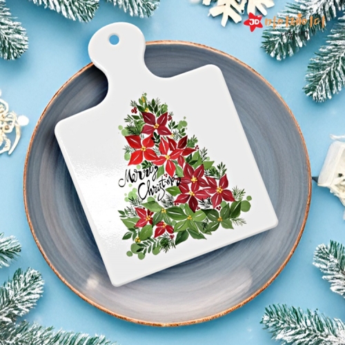 메리크리스마스 캘리 아트 디자인 크리스마스 레드에디션 세라믹 냄비 받침 도자기 받침