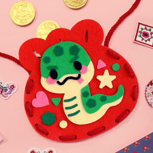 뱀 복주머니 가방 1set