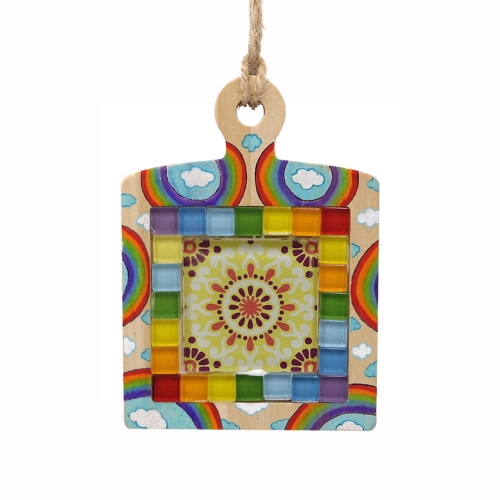 모자이크 타일 원목 컵받침