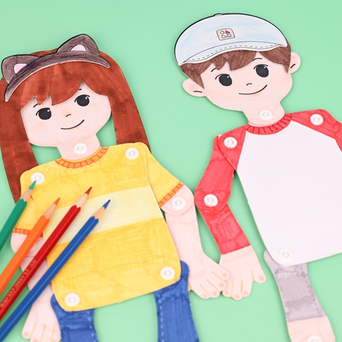 [오늘놀이] 소중한 나_종이 관절 인형 만들기(37cm/인체장기스티커포함/KC인증)