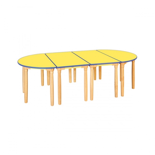 H77-1 돌봄교실 안전 노랑 열린책상 원목다리