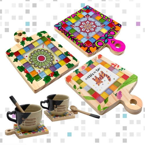 강화유리 원목 컵받침대 DIY키트