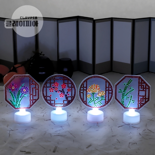 매란국죽 사군자 보석십자수 무드등