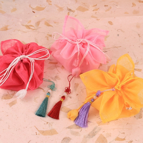 사각 모시 주머니 전통 함박꽃 주머니 선물 포장 복주머니 명절 보자기