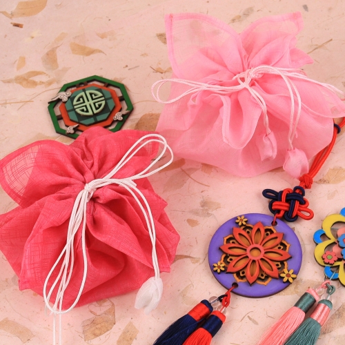 사각 모시 주머니 전통 함박꽃 주머니 선물 포장 복주머니 명절 보자기