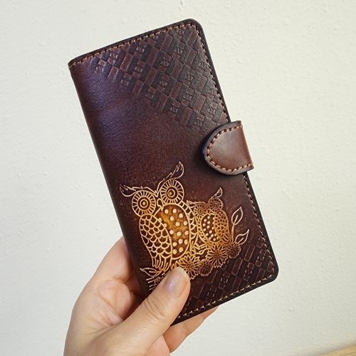 통가죽수제폰케이스/행운부엉이DB/주문제작/선물폰케이스/S24울트라/모든기종가능