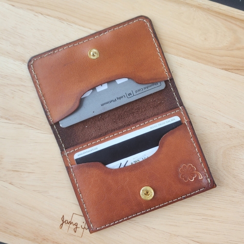 선물/수제카드지갑/통가죽수제카드명합지갑/브라운