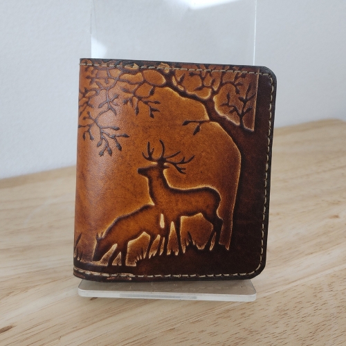 수제반지갑/지갑선물/좋은기운사슴/남자반지갑수제지갑/통가죽수제카드지갑