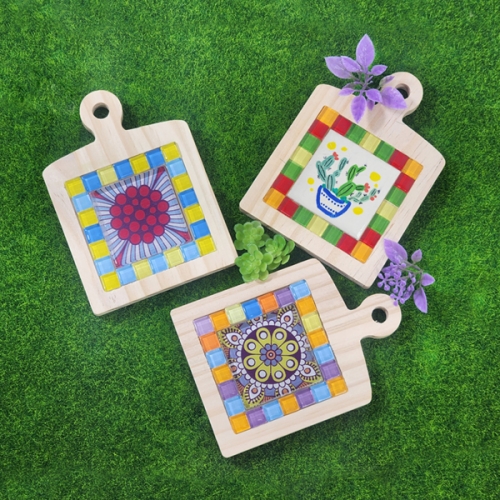 손잡이 원목 타일 컵받침 만들기