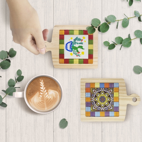 손잡이 원목 타일 컵받침 만들기