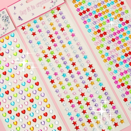 큐빅 스티커 3종(하트,별,꽃)