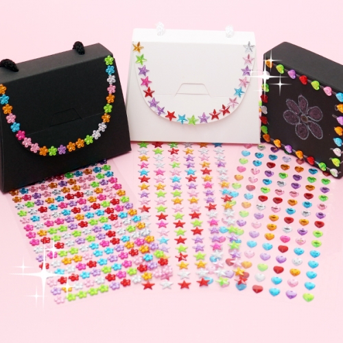 큐빅 스티커 3종(하트,별,꽃)