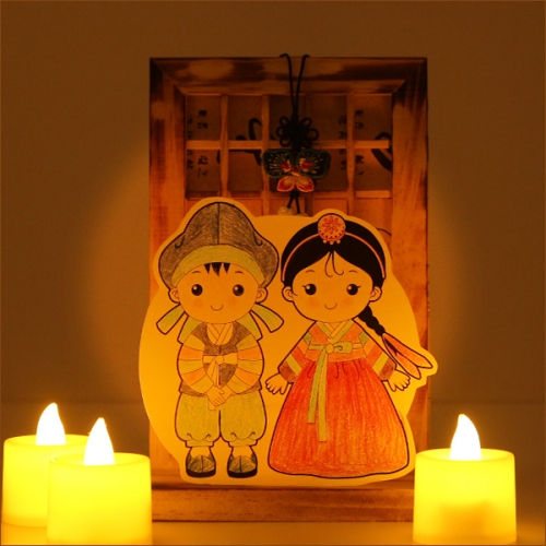 신랑각시 LED 전통문살