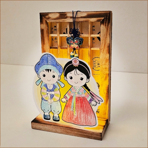 신랑각시 LED 전통문살