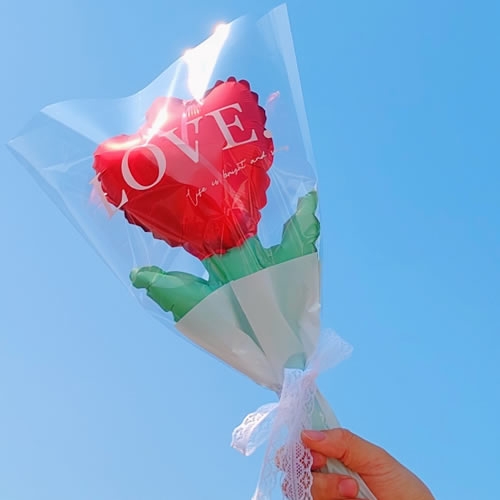 튤립 하트 꽃 풍선 꽃다발