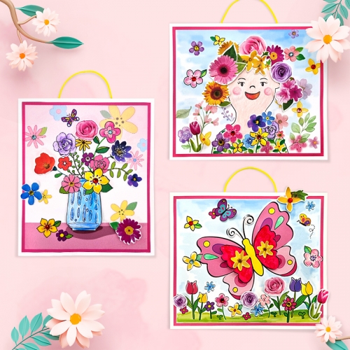 만들기 봄꽃 입체 컬러링 종이 액자 (3인용)