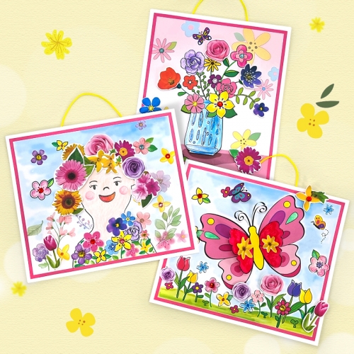 만들기 봄꽃 입체 컬러링 종이 액자 (3인용)