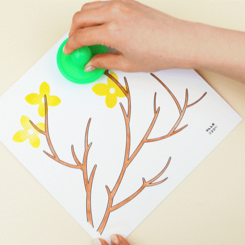 [오늘놀이] 봄꽃 스탬프 종이 액자 꾸미기(2종 택1/잉크패드 포함/액자 받침대/KC인증)