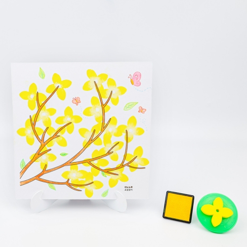 [오늘놀이] 봄꽃 스탬프 종이 액자 꾸미기(2종 택1/잉크패드 포함/액자 받침대/KC인증)