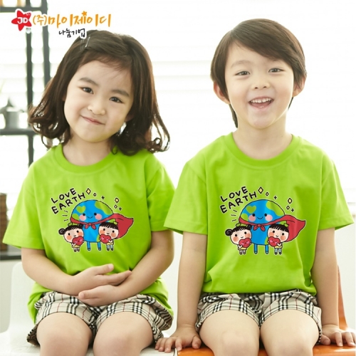 국산 순면 아트 티셔츠 면티 반팔 환경유니버스 아트 디자인 모두함께 지구사랑(9색)