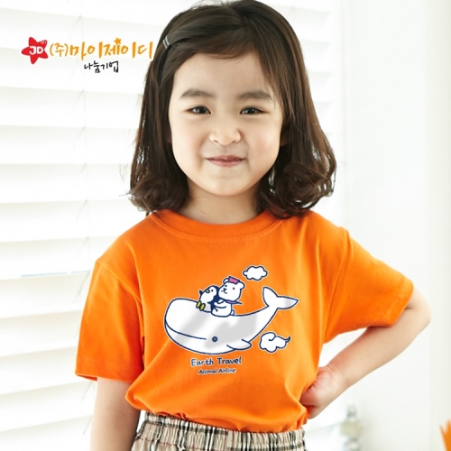 국산 순면 아트 티셔츠 면티 반팔 환경유니버스 아트 디자인 하늘고래 항공사(9색)