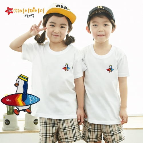 국산 순면 아트 티셔츠 면티 반팔 환경유니버스 고급와펜자수 서핑펭귄(9색)