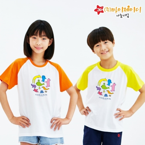 국산 순면 30수 나그랑 티셔츠 면티 반팔 야구티 _환경유니버스 플래닛프렌즈(아동성인)