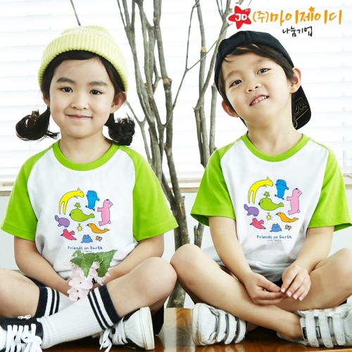 국산 순면 30수 나그랑 티셔츠 면티 반팔 야구티 _환경유니버스 플래닛프렌즈(아동성인)