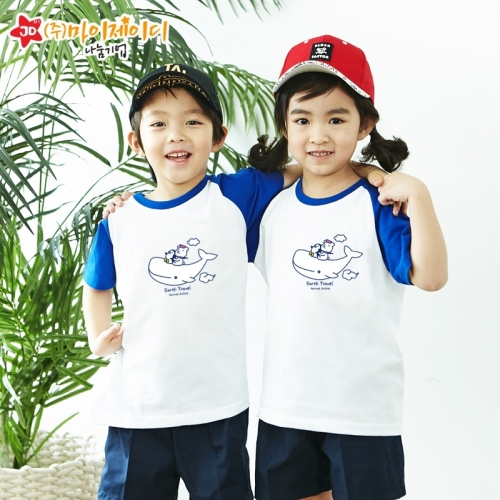 국산 순면 30수 나그랑 티셔츠 면티 반팔 야구티 _환경유니버스 하늘고래항공사(아동성인)