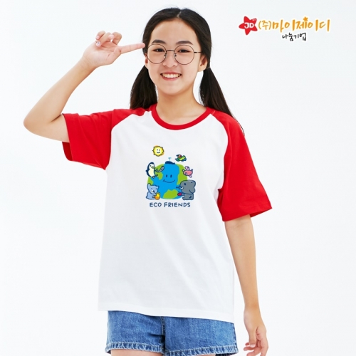 국산 순면 30수 나그랑 티셔츠 면티 반팔 야구티 _환경유니버스 에코프렌즈(아동성인)