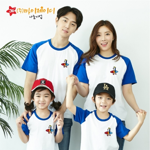 국산 순면 30수 나그랑 티셔츠 면티 반팔 야구티 _고급 와펜자수 써핑펭귄(아동성인)